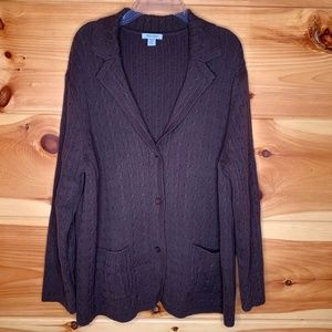 Hampshire Studio 2X Brown Cardigan Sweater